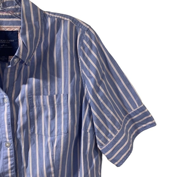 American Eagle Striped Button Shirt - Short Sleeve - Picture 6 of 8